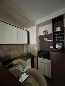 a small kitchen with a sink and a counter at La Montaña apartman in Zlatibor