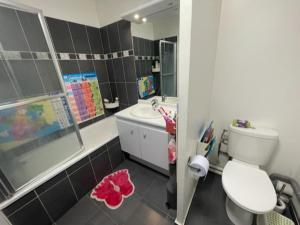 a bathroom with a toilet and a sink at F4 lumineux proche du stade de France in Saint-Denis +11 photos