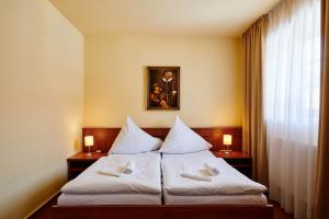 sypialnia z łóżkiem z 2 poduszkami w obiekcie Hotel Zlatá Hvězda w mieście Vimperk