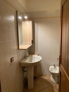 a bathroom with a sink and a toilet at Agriturismo Altana Del Motto Rosso in Gattico