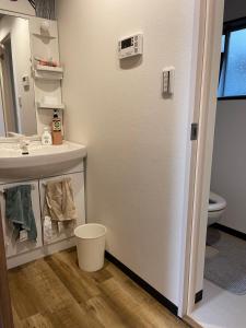 een badkamer met een wastafel en een toilet bij ABC accommodation in Osaka