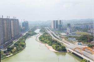 an aerial view of a river in a city at Four Points By Sheraton Guilin Lingui in Guilin