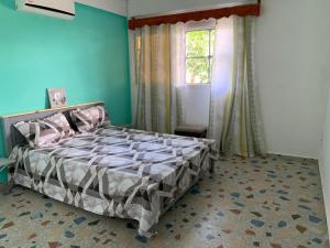 a bedroom with a bed in a room with a window at STARALOGE in Pamandzi