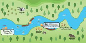 eine Karte des Dolmetscherparks am Fluss in der Unterkunft River Kwai Jungle Rafts - SHA Extra Plus in Sai Yok