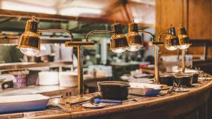 a group of lights on a counter in a kitchen at Old Course Hotel St Andrews in St. Andrews