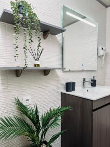 baño con lavabo y planta en Argus Dream Home, en Costa Nova