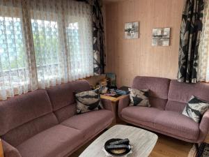 - un salon avec deux canapés et une table dans l'établissement Chalet Margrith by Interhome, à Oberwilen