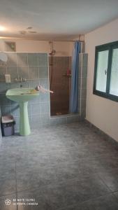 a bathroom with a shower and a sink and a shower at Oáza klidu in Hrádek