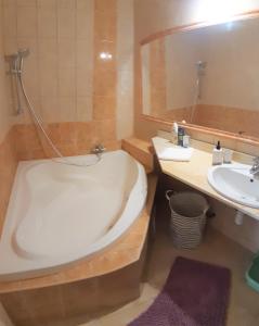 a bathroom with a bath tub and a sink at Citypark Classic Downtown Apartment in Budapest