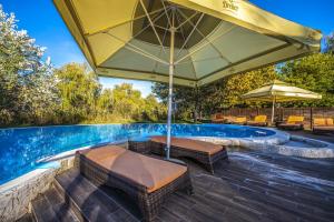 Bazén v ubytování Erdőspuszta Club Hotel Fenyves nebo v jeho okolí