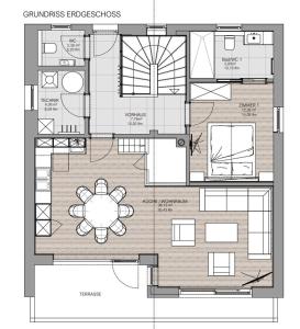 un plan d'étage d'une maison dans l'établissement Astn Hütten - Königsleiten - Ferienwohnungen, à Königsleiten