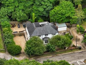 an aerial view of a house with a yard at Maes Yr Haf in Swansea