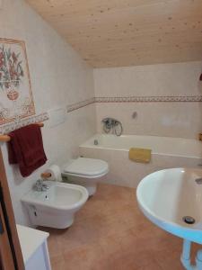 リヴィーニョにあるEMMA Vacanzeのバスルーム(白いトイレ、シンク付)
