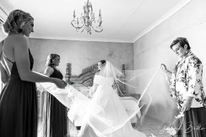 a bride getting ready for her wedding at Fountain Villa in Klerksdorp