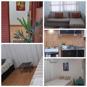 4 fotos de una cocina y una sala de estar en Dpto Céntrico dpto 4, en Puerto Iguazú