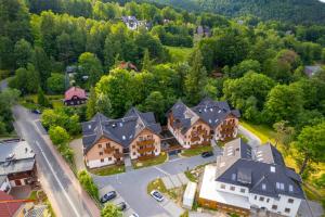 an aerial view of a large estate with houses at Ostoja Leśna in Karpacz