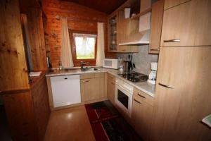 een keuken met houten kasten en een fornuis met oven bij Diekkieker - a90262 in Niederstrich