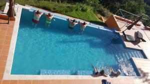 un groupe de personnes debout dans une piscine dans l'établissement Boca Chica Bay Eco Lodge, à Boca Chica