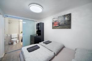 Posteľ alebo postele v izbe v ubytovaní Centroom Pécs Apartman