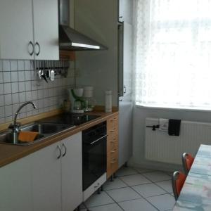 a kitchen with a sink and a stove at Donatsgasse18 in Freiberg