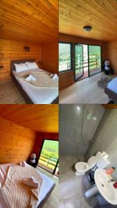 4 foto di una camera con due letti e un bagno di Driti GH Nderlysa a Shkodër
