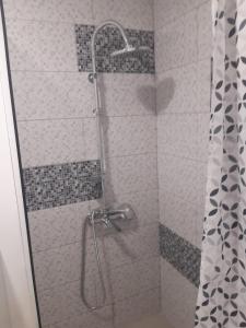 a shower with a glass door in a bathroom at STUDIO 25 in Vaslui