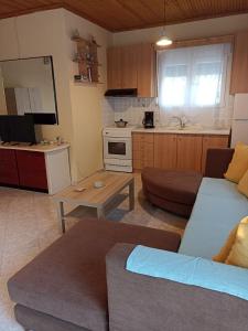 un soggiorno con divano e una cucina di private house a Sozopoli