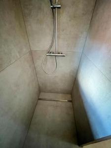 a shower with a shower head in a bathroom at Suite 2 SZ- Lichtenberg in Salzgitter