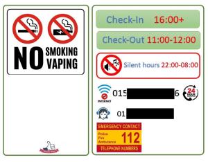 dos signos que dicen no fumar y no fumar envoltura en Studio Apartment mit Balkon 13-2L1, en Essen