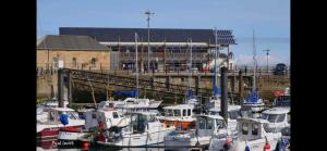 a bunch of boats are docked in a harbor at Coastal Apartments No 2 in Seaham