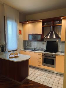 a kitchen with a sink and a stove top oven at La Casina di Nonno Enzo in Vinci