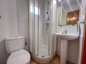 a bathroom with a shower and a toilet and a sink at BeniSol tu hogar en Benidorm in Benidorm