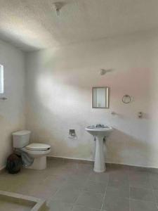a bathroom with a toilet and a sink at Casa Caleta renta para Vacaciones a 10minplaya in Acapulco