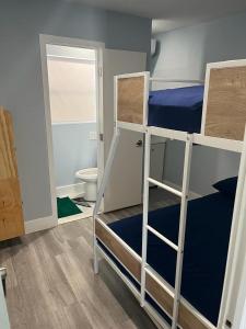 een kamer met 2 stapelbedden en een badkamer bij Blue Little Havana in Miami