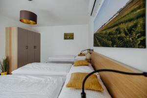 En eller flere senge i et værelse på Ferienwohnung Illy