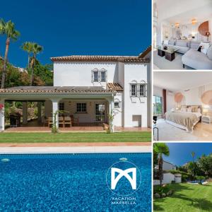 uma villa com uma piscina e uma casa em VACATION MARBELLA I Villa Faldo, Golf Valley, Private Pool, 24H Security, 10 min from the Marina em Marbella
