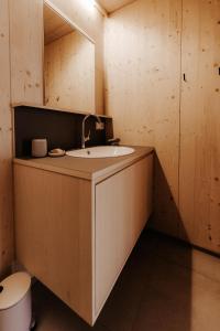 een badkamer met een wastafel en een spiegel bij Haus W in Schruns