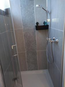 a bathroom with a shower with a tub and a shower at Ferienhaus Freilingen in Blankenheim