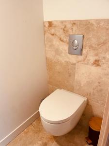 a bathroom with a white toilet in a room at Logement B / Clos des Saunières in Bligny-lès-Beaune