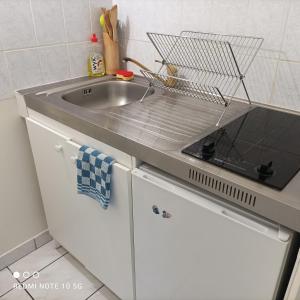 cocina con fregadero y encimera en Appartement Dumas, en Bayeux
