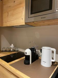 een broodrooster en een koffiezetapparaat op een aanrecht bij AEapartmentsaosta in Aosta