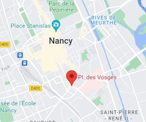 a map of a city with a red marker at Le Loft Nancy in Nancy