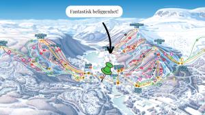 een kaart van een skigebied in de sneeuw bij Skurdalsvegen 37L in Geilo