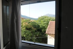 a window with a view of a tree at Yiampanaki in Vasiliki