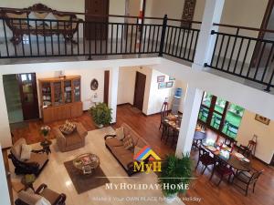 an overhead view of a living room and dining room at Myh Lake Front Pvt Villa with Staff, Near City, Inc Free Breakfast in Bandaragama