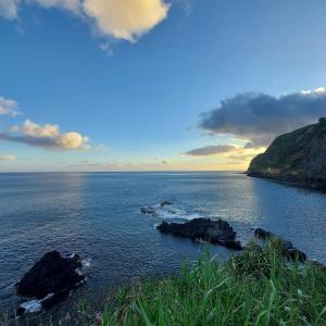 a view of the ocean with rocks in the water at Pousada da Vila in Vila Franca do Campo
