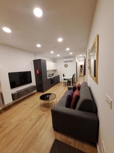 TV a/nebo společenská místnost v ubytování B&S Accommodation Seafront Duplex Penthouse Marsascala, Malta