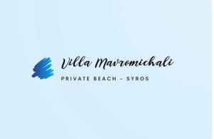 a logo for a private beach spa at Villa Mavromichali private beach in Liaropá