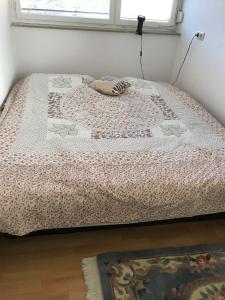 a bed in a room with a quilt on it at Ferienwohnung Dittmar am Kaffeehof in Bad Liebenzell