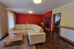 - un salon avec un canapé blanc et une table dans l'établissement Vila Azul, à Amarante